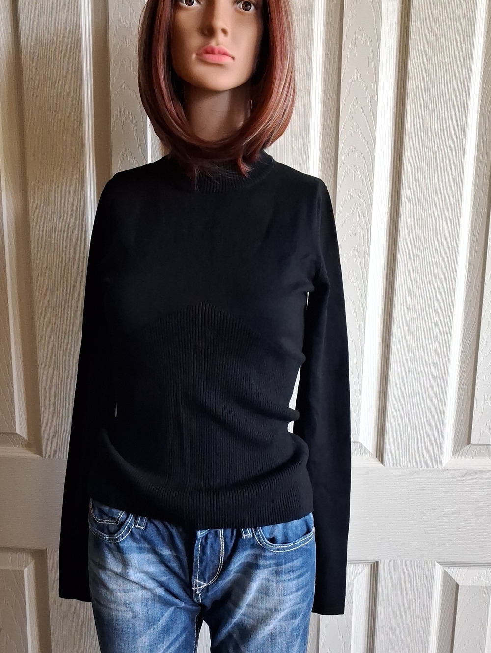 Belldini Black Ribbed Crewneck Sweater